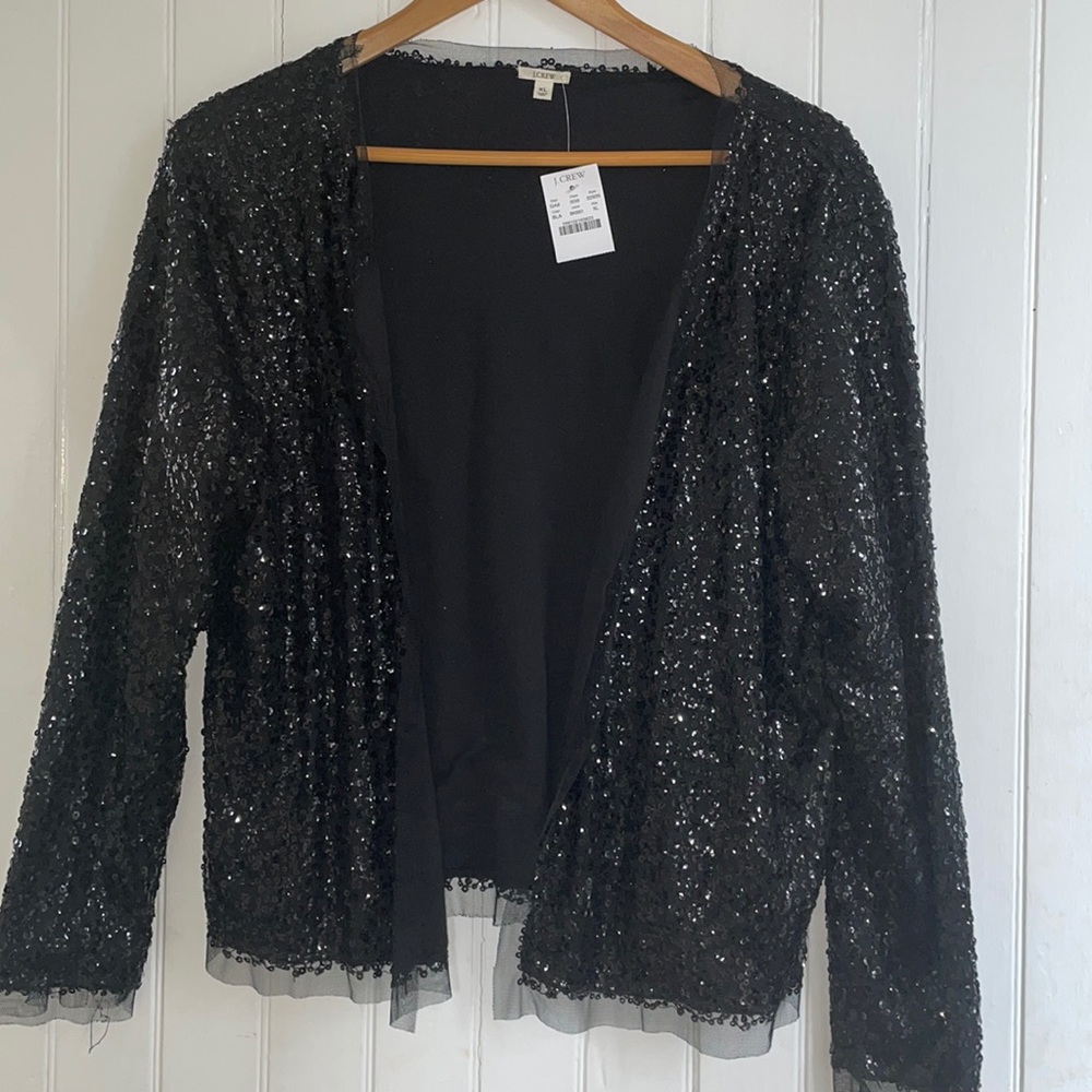 J. Crew Beaded Open Knit Jacket sz XL